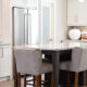 Picture of a modern kitchen with a refrigerator and freezer.